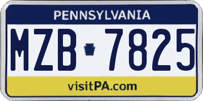 PA license plate MZB7825