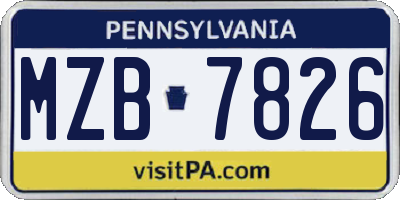 PA license plate MZB7826