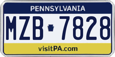 PA license plate MZB7828