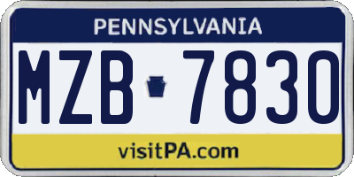 PA license plate MZB7830