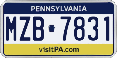 PA license plate MZB7831