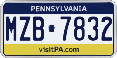 PA license plate MZB7832