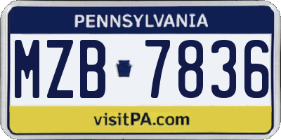 PA license plate MZB7836