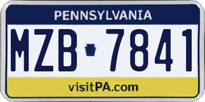 PA license plate MZB7841
