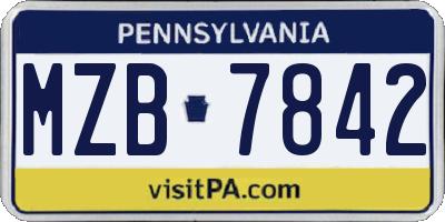 PA license plate MZB7842