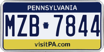 PA license plate MZB7844