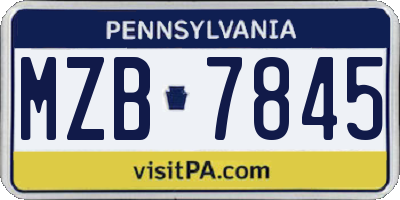 PA license plate MZB7845