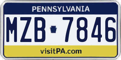 PA license plate MZB7846