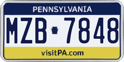 PA license plate MZB7848