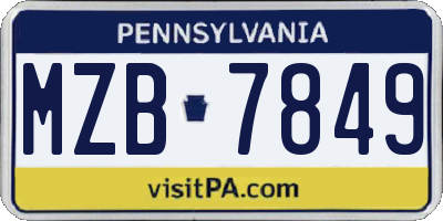 PA license plate MZB7849