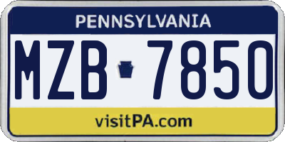 PA license plate MZB7850
