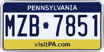 PA license plate MZB7851