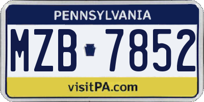 PA license plate MZB7852