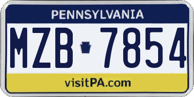 PA license plate MZB7854