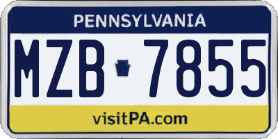PA license plate MZB7855