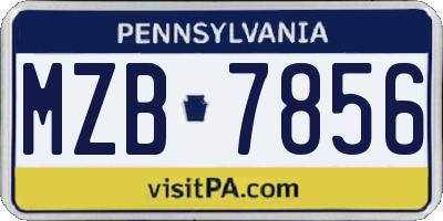 PA license plate MZB7856