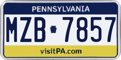 PA license plate MZB7857