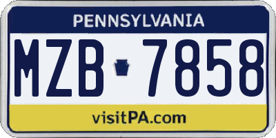 PA license plate MZB7858