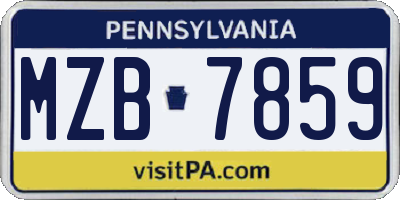 PA license plate MZB7859