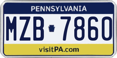 PA license plate MZB7860