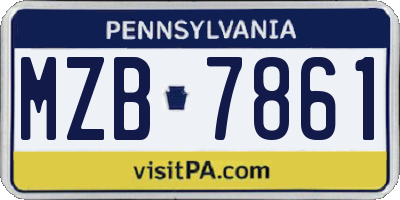 PA license plate MZB7861