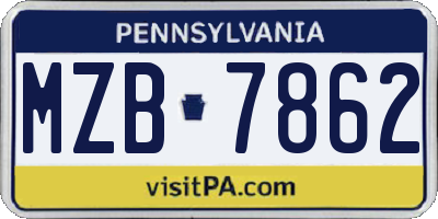 PA license plate MZB7862