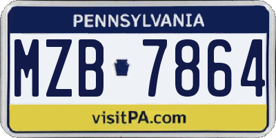 PA license plate MZB7864