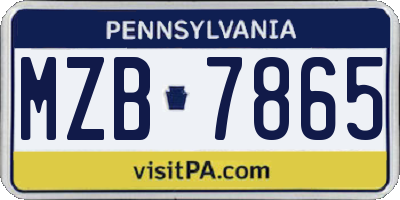 PA license plate MZB7865