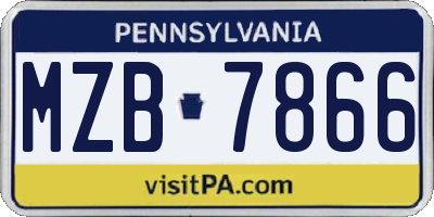 PA license plate MZB7866