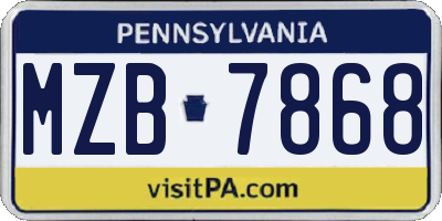 PA license plate MZB7868