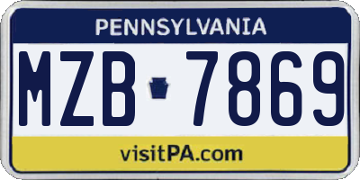 PA license plate MZB7869