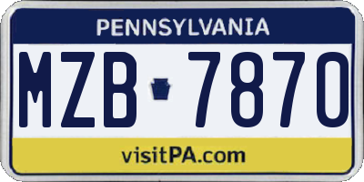 PA license plate MZB7870