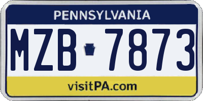PA license plate MZB7873