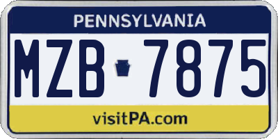 PA license plate MZB7875