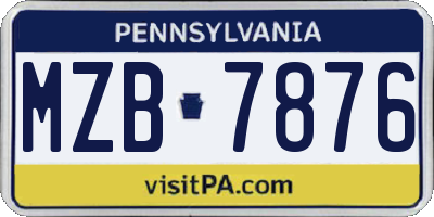 PA license plate MZB7876