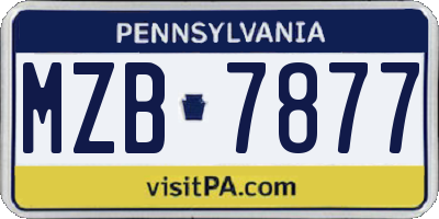 PA license plate MZB7877