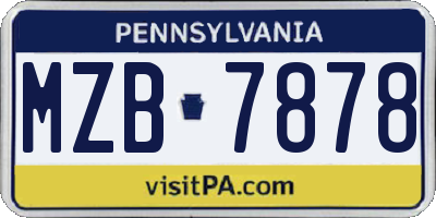 PA license plate MZB7878