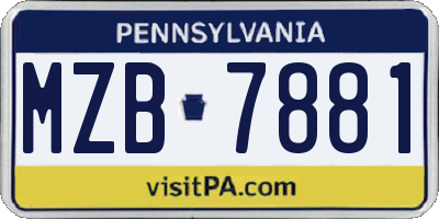 PA license plate MZB7881