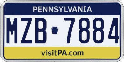 PA license plate MZB7884
