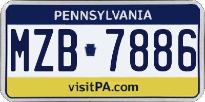 PA license plate MZB7886