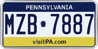 PA license plate MZB7887