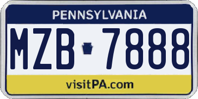PA license plate MZB7888