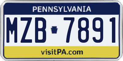 PA license plate MZB7891