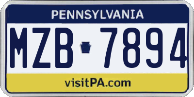PA license plate MZB7894
