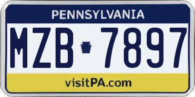 PA license plate MZB7897