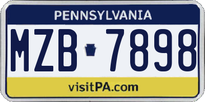 PA license plate MZB7898