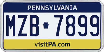 PA license plate MZB7899