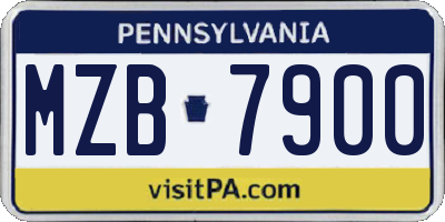 PA license plate MZB7900