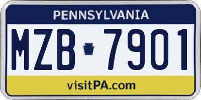 PA license plate MZB7901