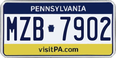 PA license plate MZB7902